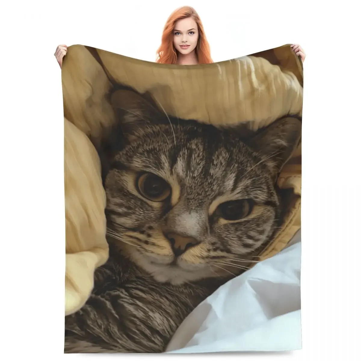 

Одеяло с изображением спящего кота, текст, персонализированное одеяло с изображением на Рождество, подарок на день Святого Валентина, день рождения