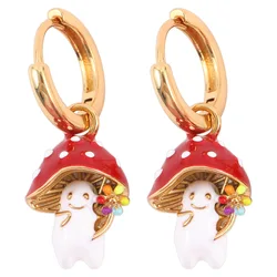 Makersland Mushroom Earrings Creative Design Fashion Cute Pendant Hanging Accessories Charm Jewelry For Women Drop Earrings