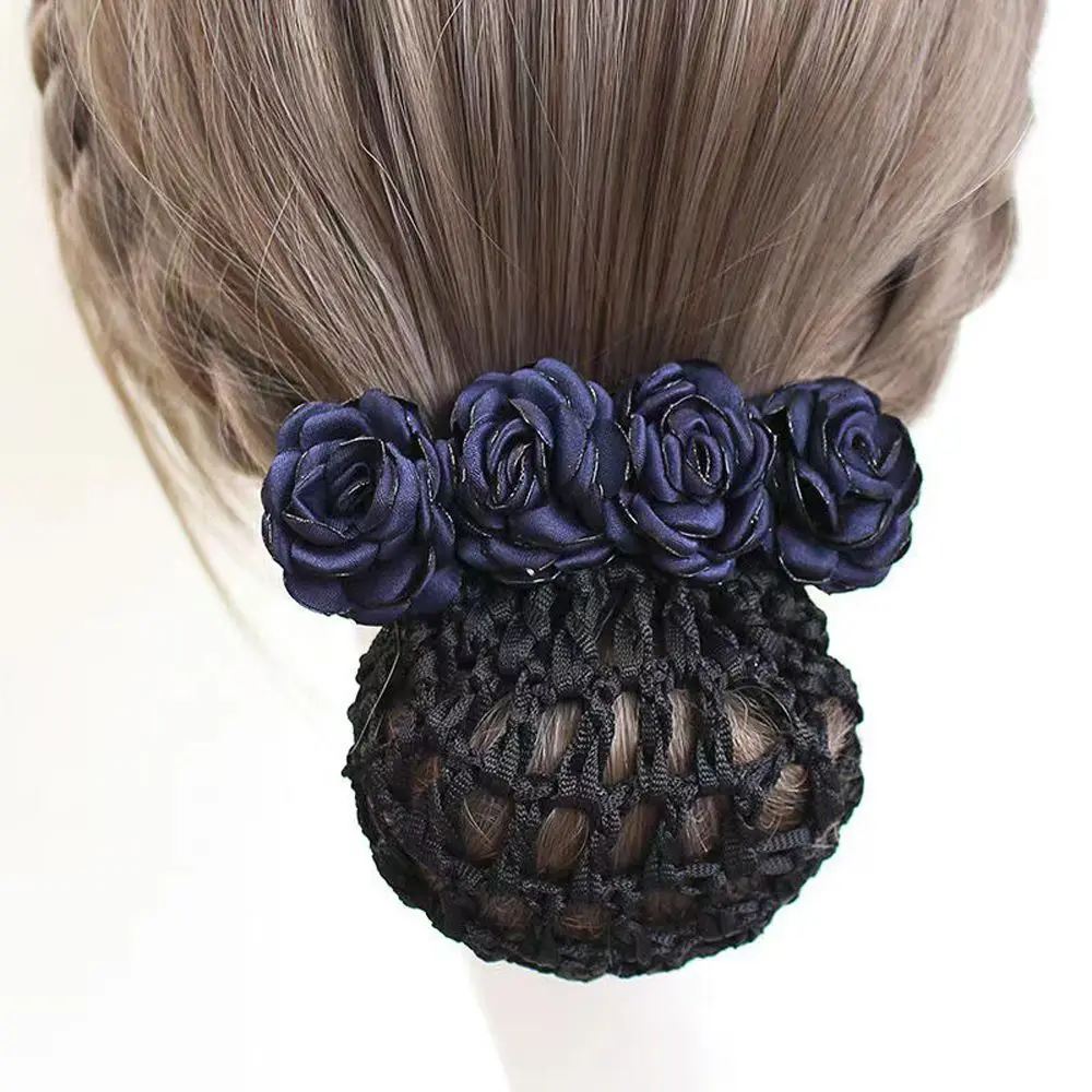 

Day Gift Gift For Mom Mesh Flower Flight Attendant Rose Spring Clip Korean Style Headdress Women Hairpin Flower Bun Net Snood