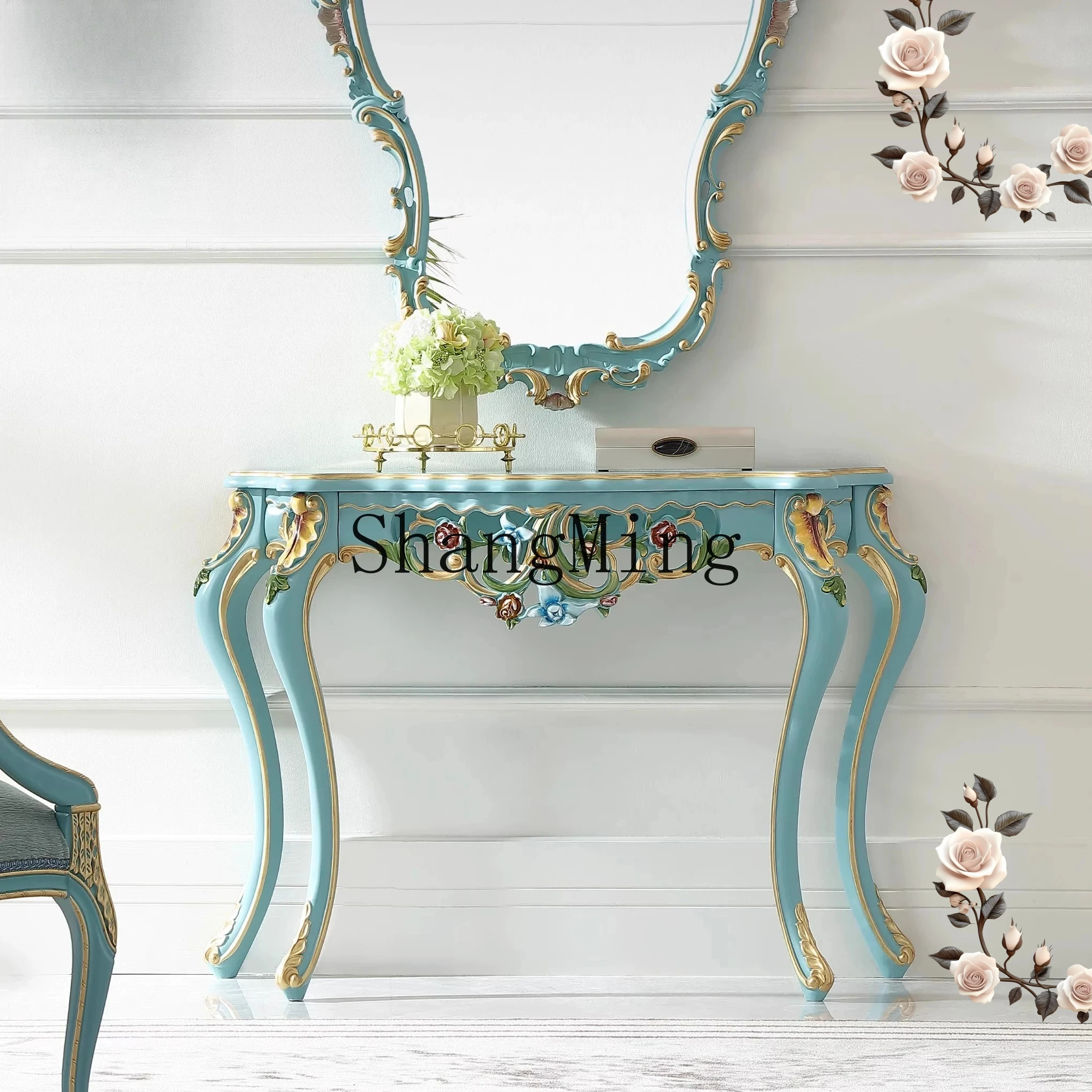 

FG corridor entrance platform wood carving entrance villa decoration solid wood platform