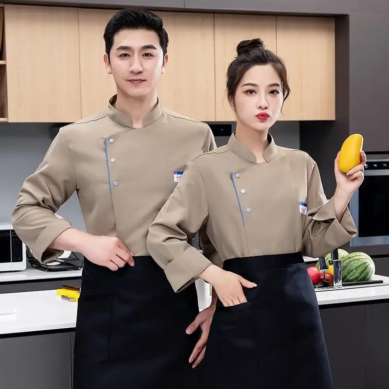 Overalls Men's Long and Short Sleeve Hotel Dining Western Food Kitchen Thickened Chef Uniform