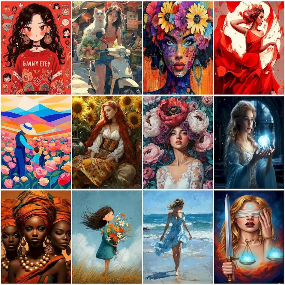 

RUOPOTY Oil Painting By Numbers Paint Kit Color Markers Decorative Paintings Women girls Set Art Supplies Living Room Decoration