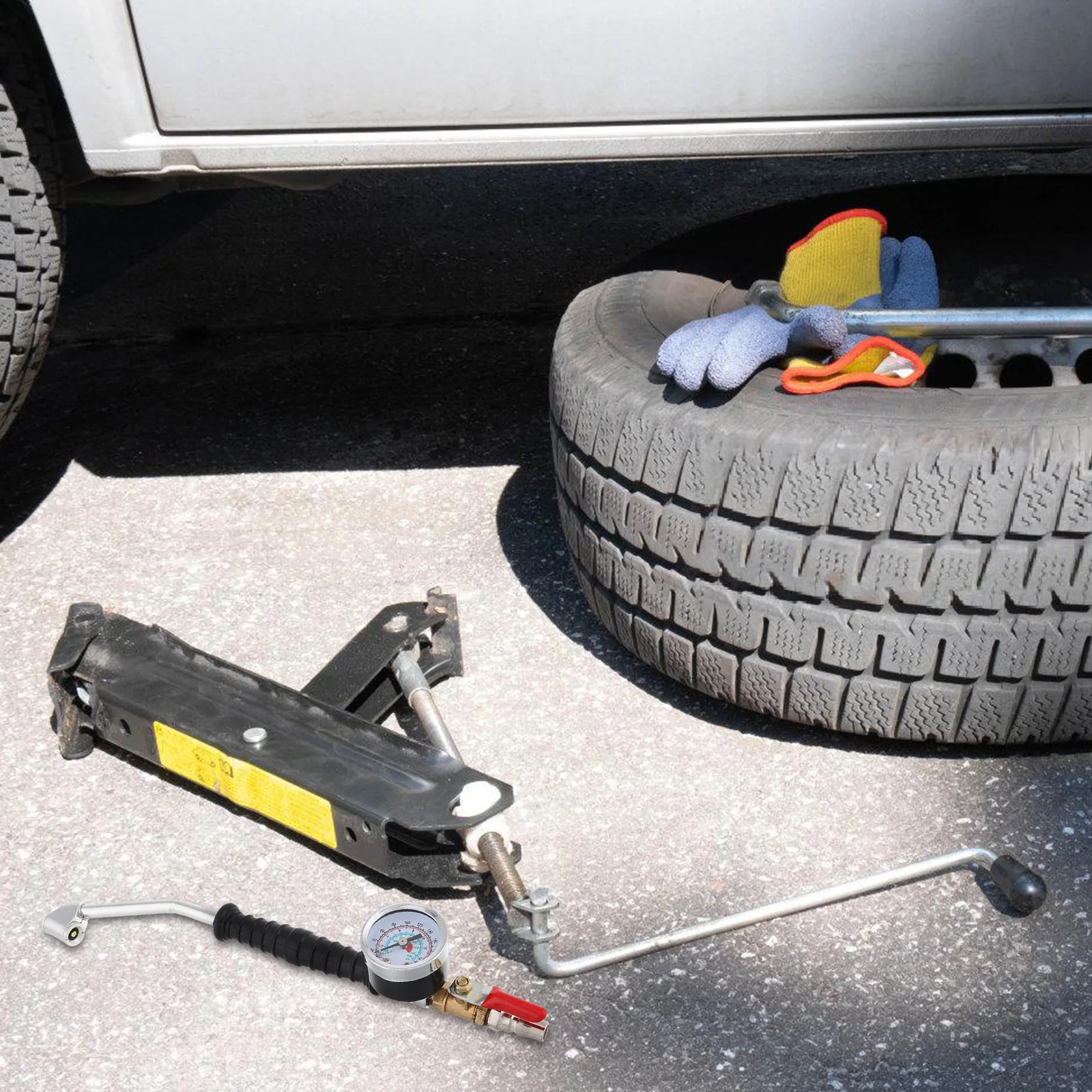 

Truck Tire Inflator Gauge Extended Hose with Bend Tube Head High Precision Pressure Reading for Professional and Personal Use