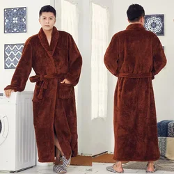 Roupão de banho elegante masculino, vestido de dormir de inverno, pijama nobre, roupão espesso e estendido, descanso loungewear