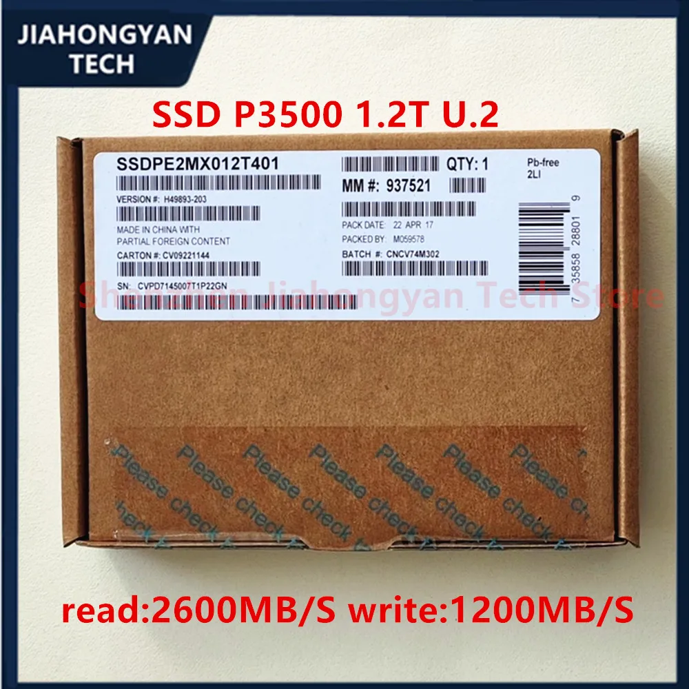 Original New SSD For Intel P3500 1.2T U.2 enterprise-level solid-state drive with MLC long-life NVMe PCIe 3.0 2.5-inch 15mm