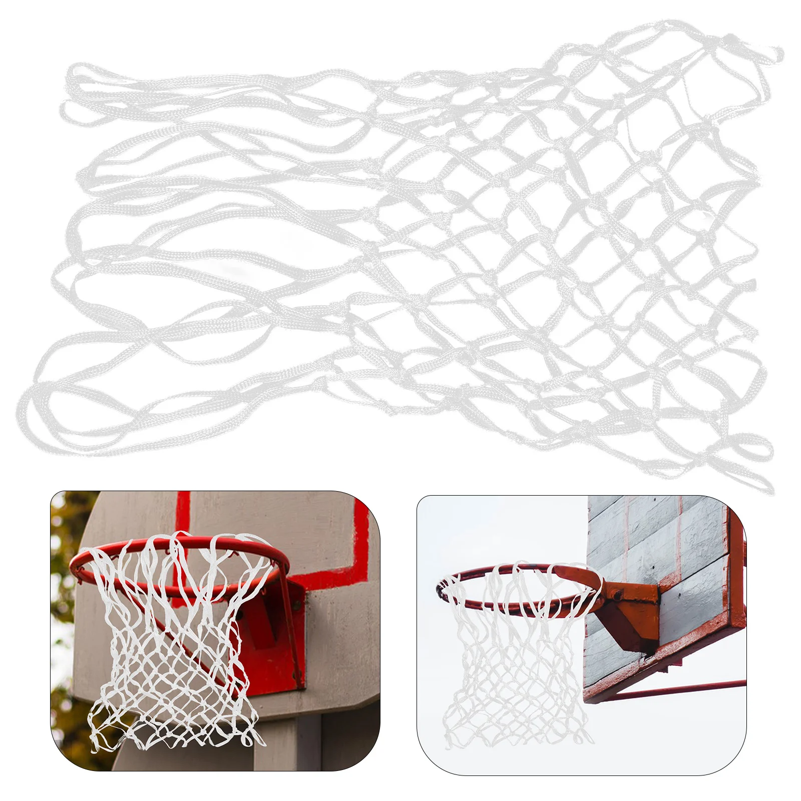 Rede de basquete resistente de nylon de alta densidade, 12 alças, resistente ao desgaste para todos os climas, para esportes internos e externos