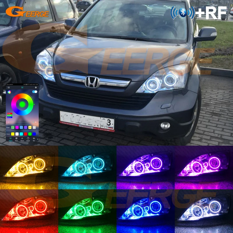 For HONDA CR-V CRV III 2006 2007 2008 2009 2010 2011 RF Remote Bluetooth APP Multi-Color RGB Led Angel Eyes Kit Halo Rings