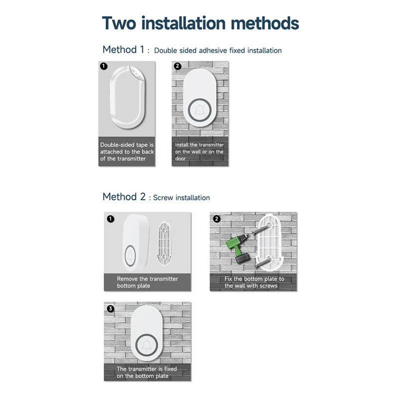 New Wireless Outdoor Doorbell Smart Home Doorbell 60 Ringtones Loud Volume Home Welcome Waterproof No Wiring EU-PLUG