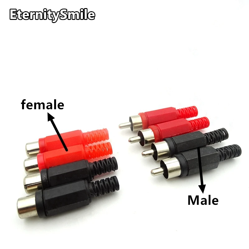 

RCA Audio Video Connectors Red Black Plastic Solder RCA Female Jack RCA Male Plug Welding Socket Adapter