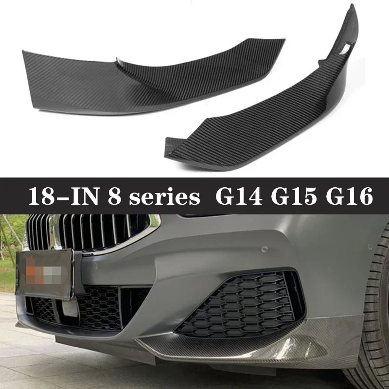 For BMW 8 Series G14 G15 G16 840i 830 Carbon Fiber wrap angle Car Front Bumper Splitter Corner Trim Cover Front Chin body kit