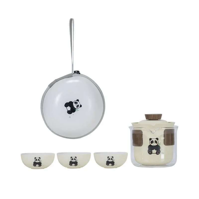 

Cream Wind Portable Panda Travel Tea Set Cup Outdoor Camping Tea Equipment