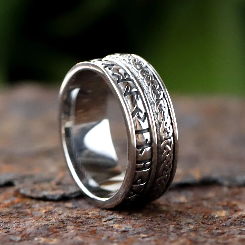 Vintage Odin Norse Viking Rune Rings For Men Fashion Stainless Steel Celtic Knot Rings Retro Couple Amulet Jewelry Drop shipping