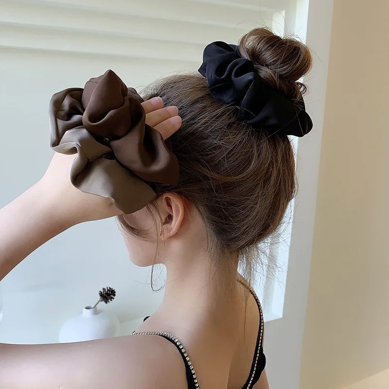 Ruoshui Koreanische Frau Elegante Seide Elastics Haar Band Einfarbig Scrunchies Haar Krawatten Damen Pferdeschwanz Halten Haar Zubehör