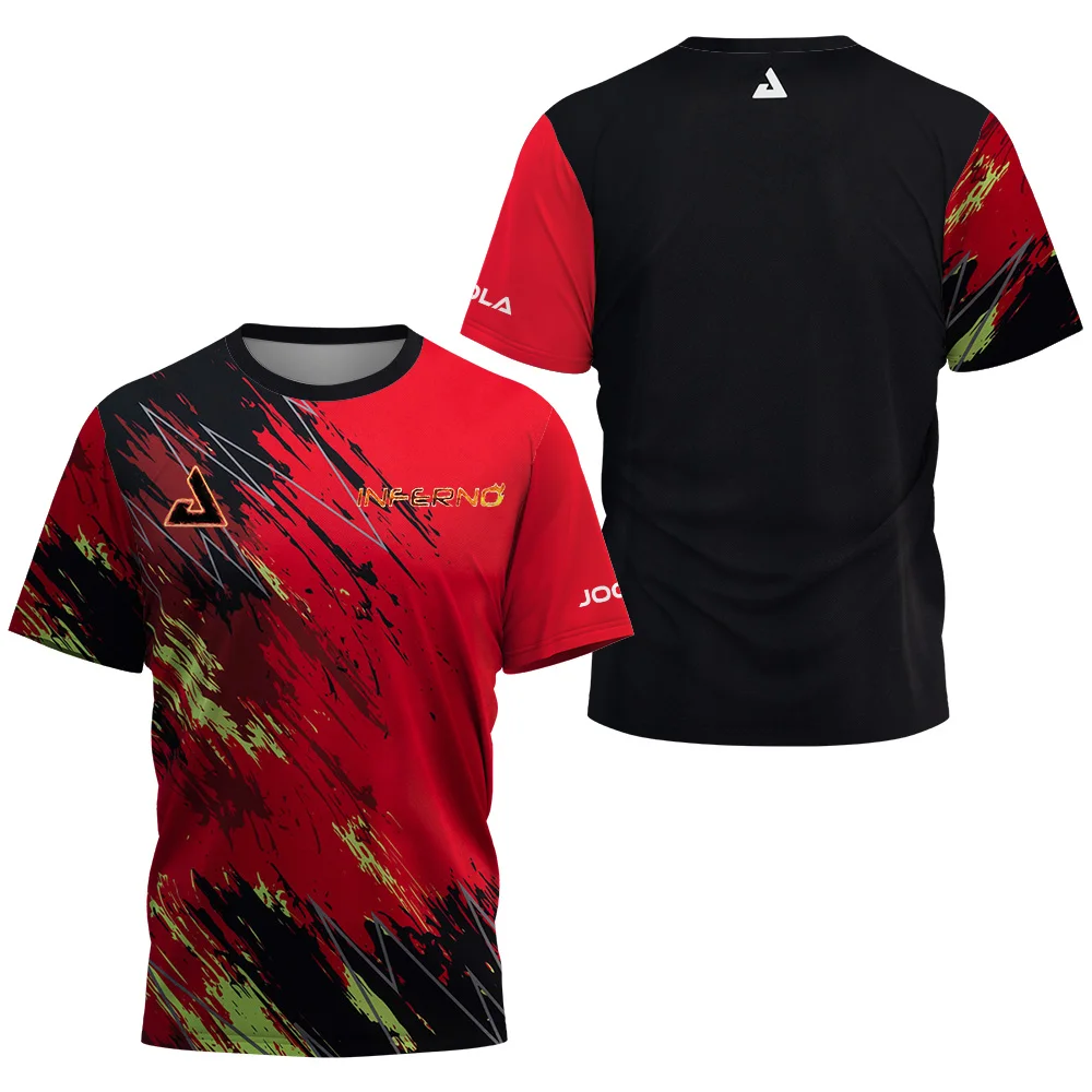 2025 new men's summer table tennis floral print men's badminton tennis brand quick drying short sleeved men's top sports T-shirt image 6