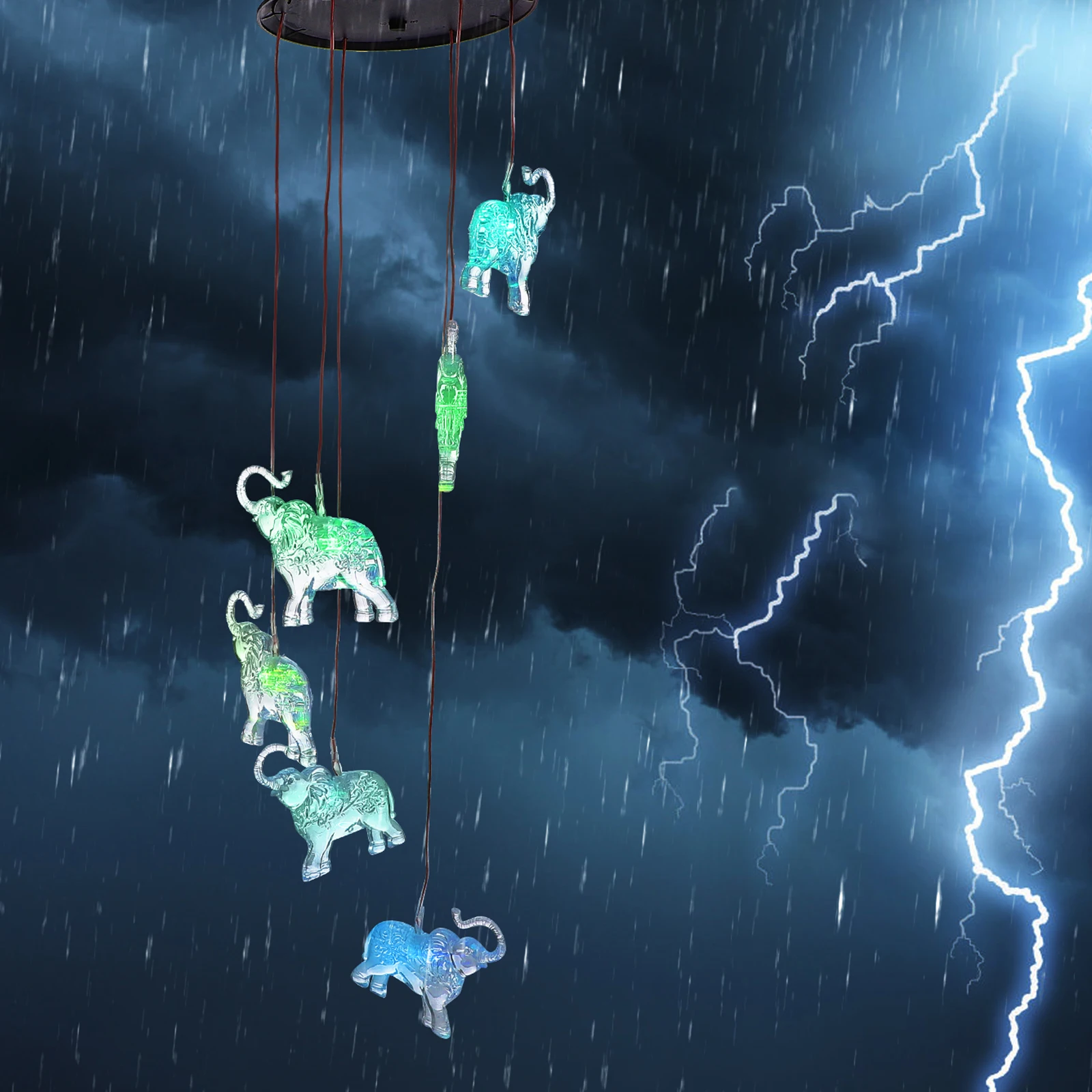 

Solar Elephant Wind Chime LED Light Hanging Rope Durable Decoration Outdoor Lamp Solar Wind Chime Lamp