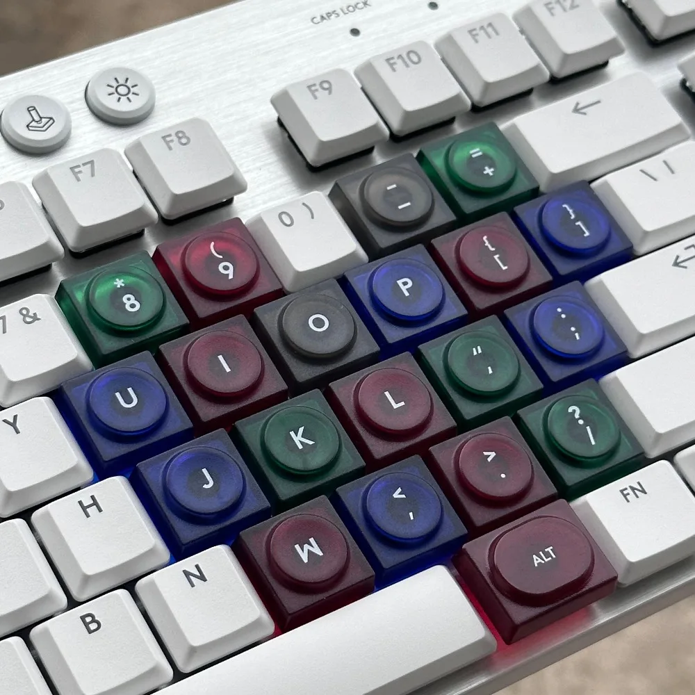 DOYS Low Profile Keycaps Love Custom Transparent PC Point Keycap Pink Keyboards Cap 61/75/87% Mechanical Keyboard Accessories