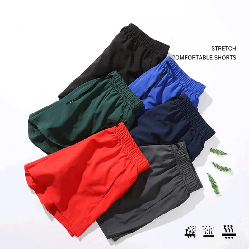 Pantalones cortos de secado rápido para hombre, Shorts atléticos de doble capa