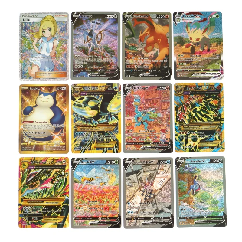 60-100Pcs English Pokemon Cards Holographic EX Vstar Vmax GX Letter Rainbow Arceus Shiny Charizard Mewtwo Evolution combination