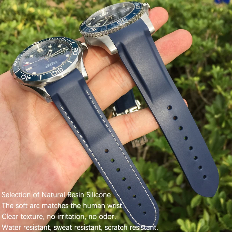 18mm 19mm 20mm 21mm 22mm Rubber Watchband for Omega Seamaster 300  AT150 Speedmaster Planet Ocean Seiko CASIO Silicone Strap