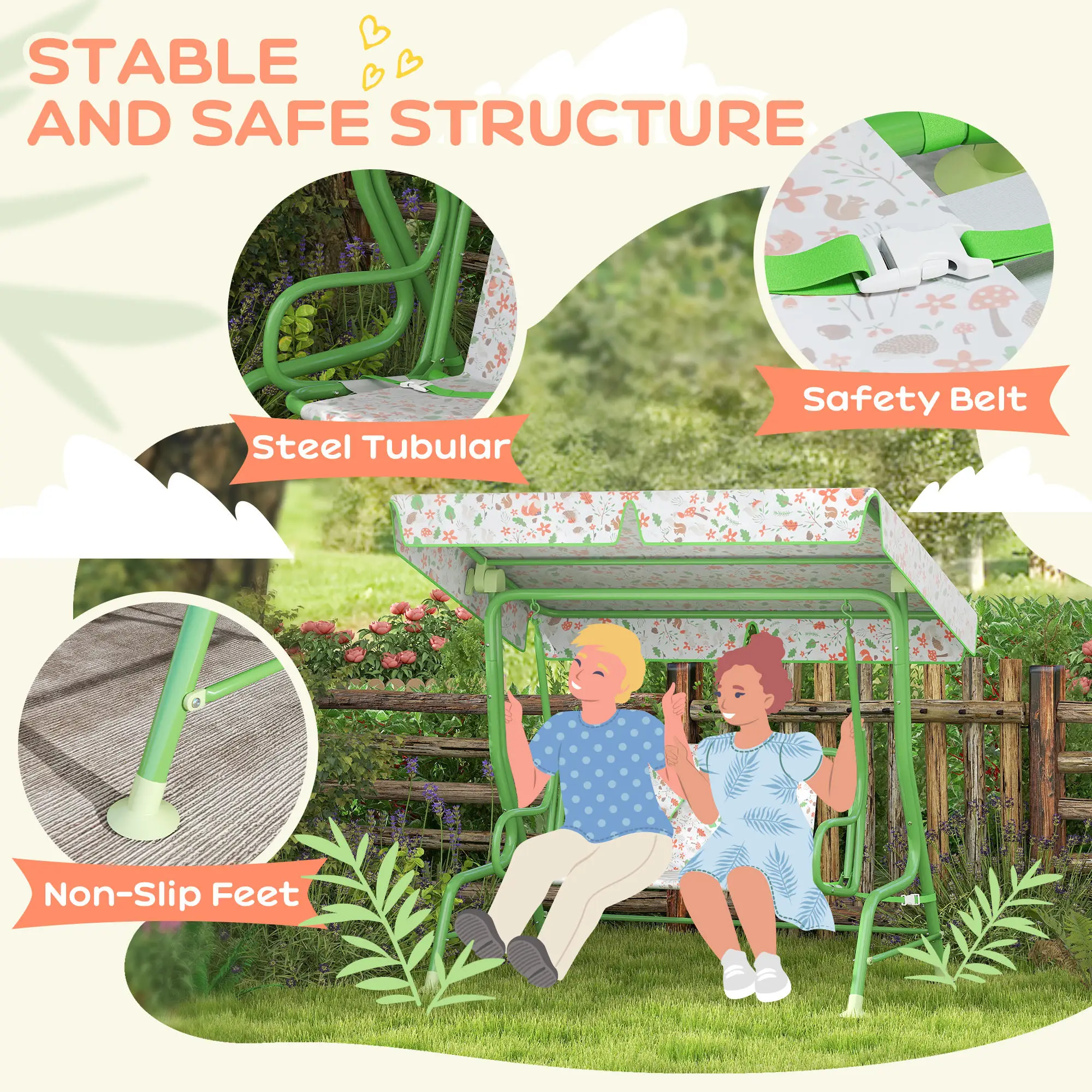 Kids Outdoor Swing Chair with Canopy 4