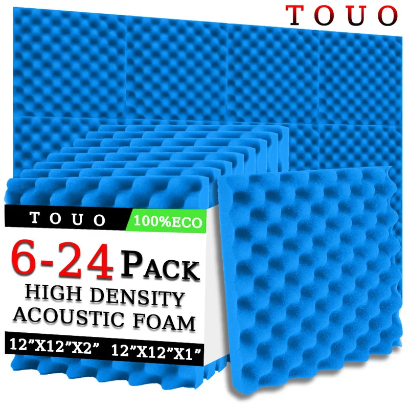 

TOUO 6/12/24 Pcs Egg Trough Acoustic Foam Studio Acoustic Treatment High Density Sound Foam Fireproof Sound Absorbing Material