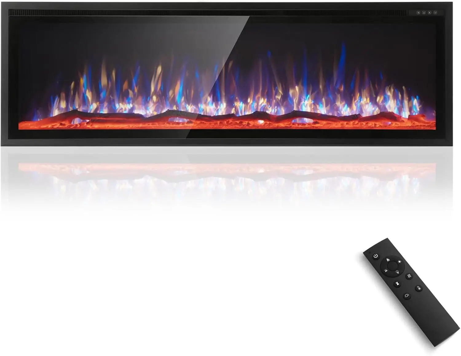 Fireplace 60 inch Wall Mounted with Remote Control, Recessed Fire Place Heater Ultra Thin Slim for Indoor Use, Modern B