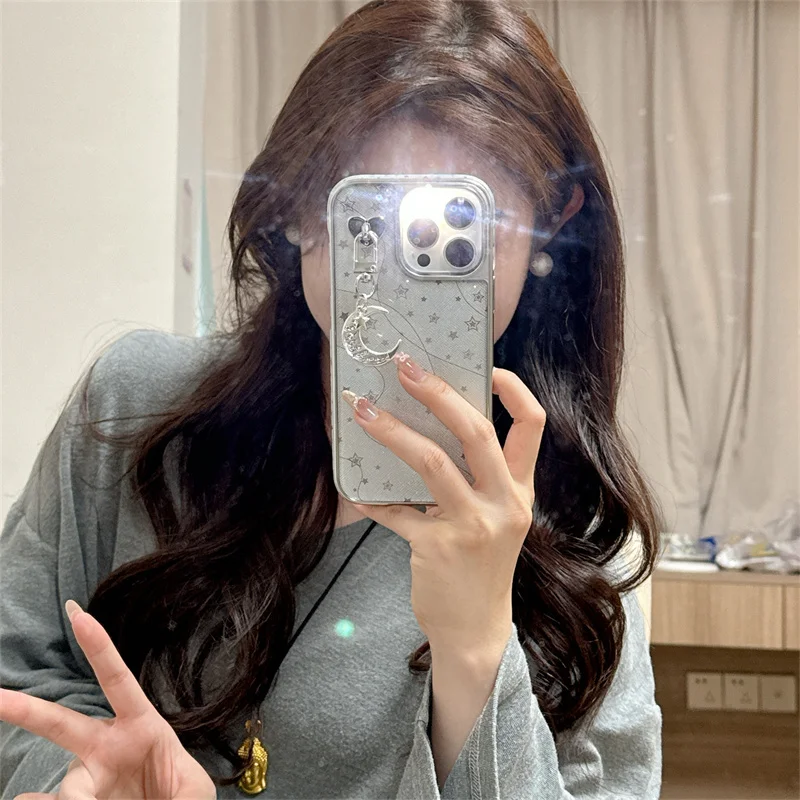 

Кожаный полноэкранный чехол с пятиугольной звездой и подвесными украшениями для iPhone 13, 14, 15, 16, pro max