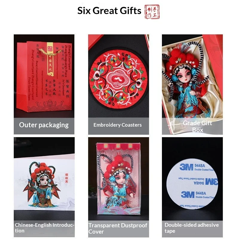 

Exquisite Peking Opera Silk Doll Traditional Chinese Style Facial Makeup Ornament Beijing Souvenir Gift for Foreign Friends