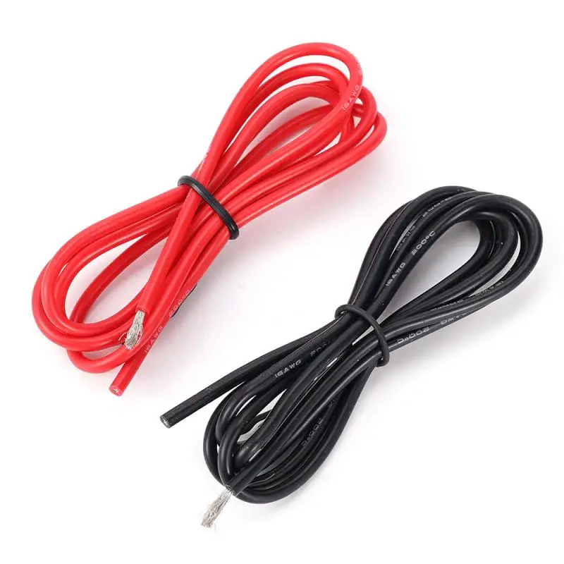 High Quality Flexible 16Awg Silicone Tinned Copper Wire 1M Red and 1M Black Cable for Cars Rvs Trucks Rc Batteries