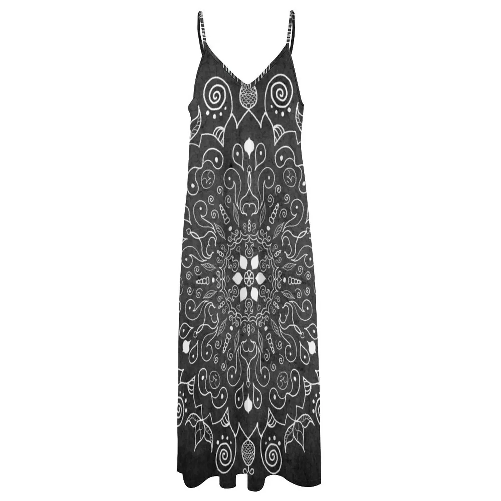 Mandala tiefes graues und weißes ärmelloses Kleid Damen kleid Damen kleider