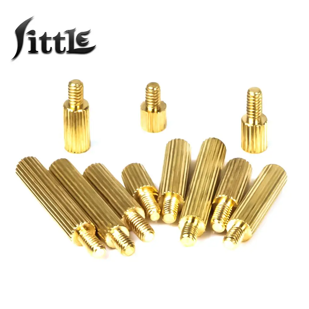 20-50 Pieces M2 Brass Round Knurled Stud Plate Threaded Post Pcb Motherboard Gasket Hollow Bolts Single Pass Knurled Copper Post