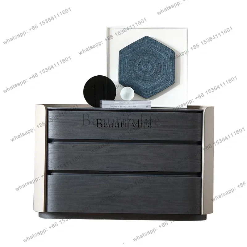 Italian light luxury solid wood three-bucket cabinet modern simple restaurant storage cabinet