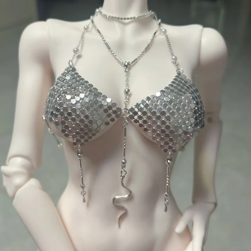 

bjd doll clothes are suitable for 1/4 and 1/3 Uncle size silver body chain chest chain doll accessories