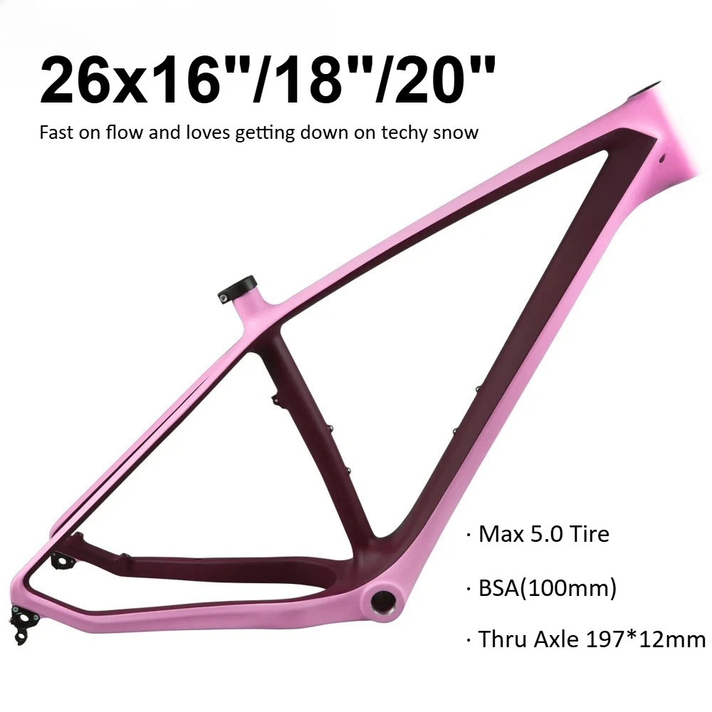 

Сверхлегкая карбоновая рама для толстого велосипеда 26er * 5 дюймов UD High Modulus Carbon Fiber BSA Snow & Sand Fatbike Frameset MTB Зимний велосипед