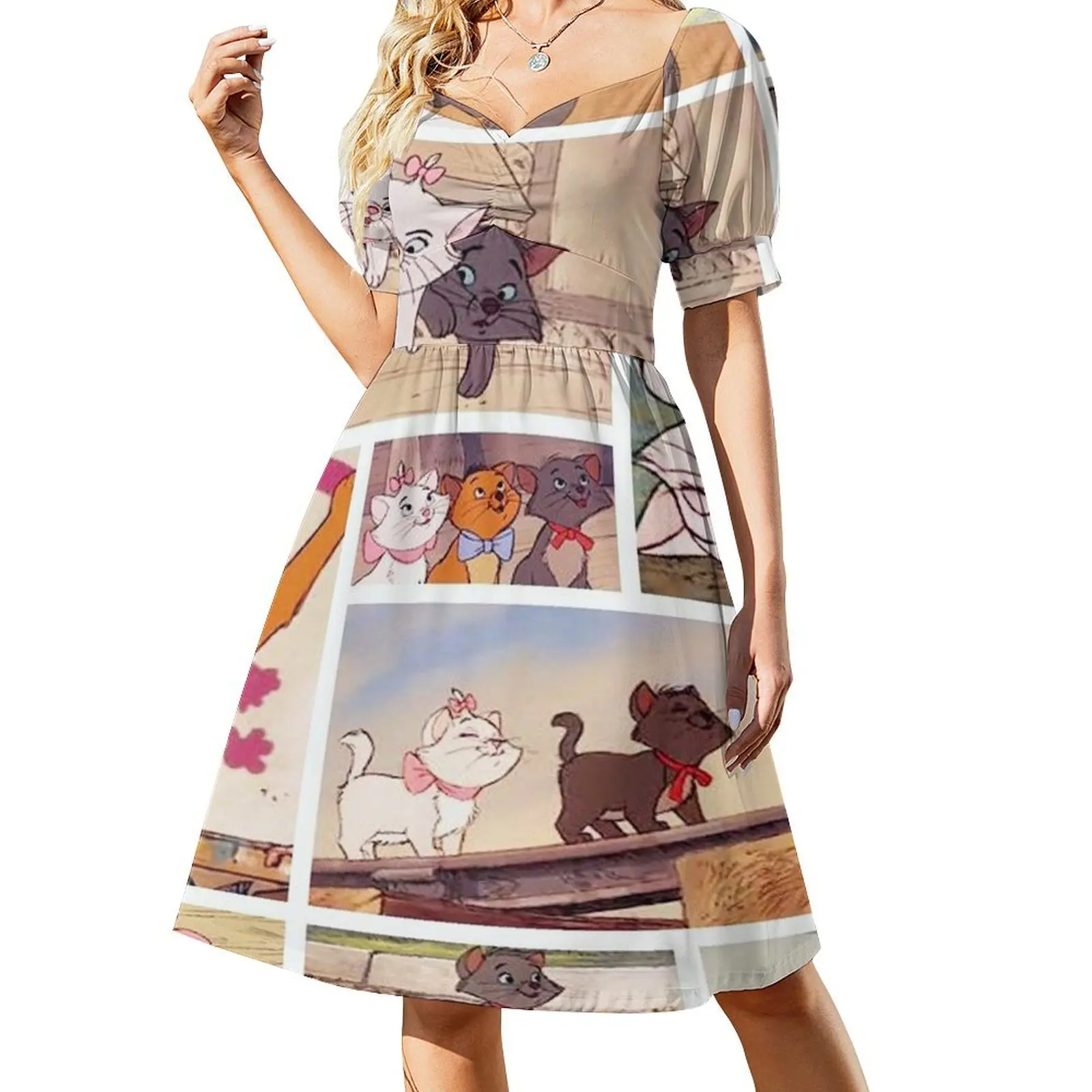 

3 cute cats Short-Sleeved Dress Women dresses summer Bridesmaid dress woman women long dresses