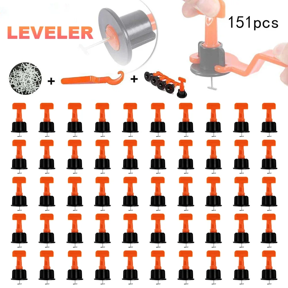 151Pcs Tile Leveling System Reusable Tile Laying Leveler Spacer Replaceable Needle Pin Adjustable Locator Spacers for Wall Floor