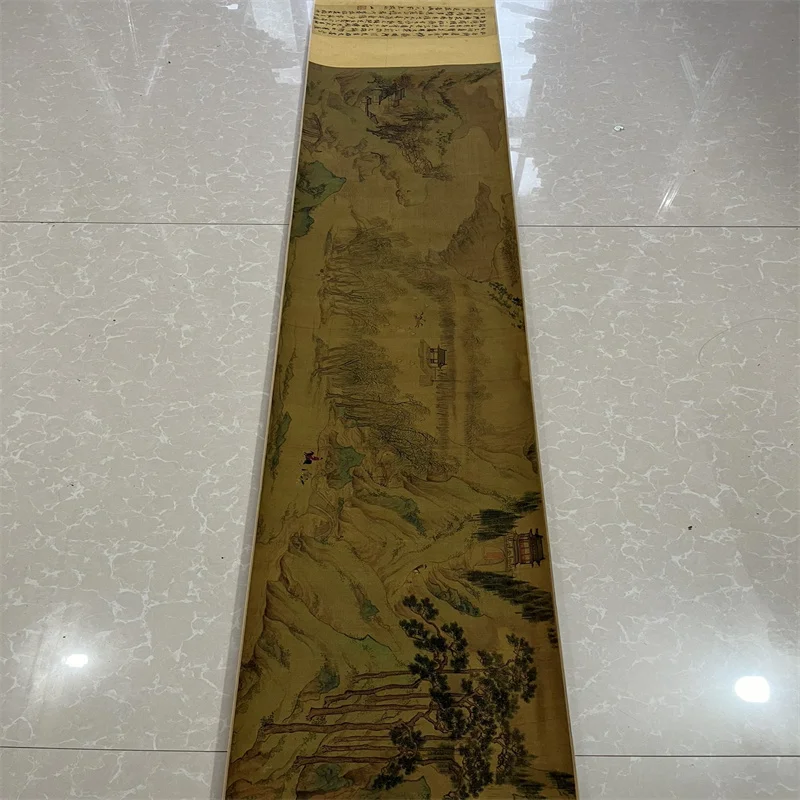 

China Ancient Picture Paper,Landscape painting,Qiu Ying's Return to Fen Map, Long Scroll Painting