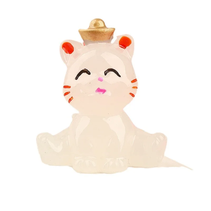 Luminous Cartoon Lucky Cat Mini Figurines Miniature Decoration Cute Glow In The Dark Cats Garden Bonsai Home Decorations Craft