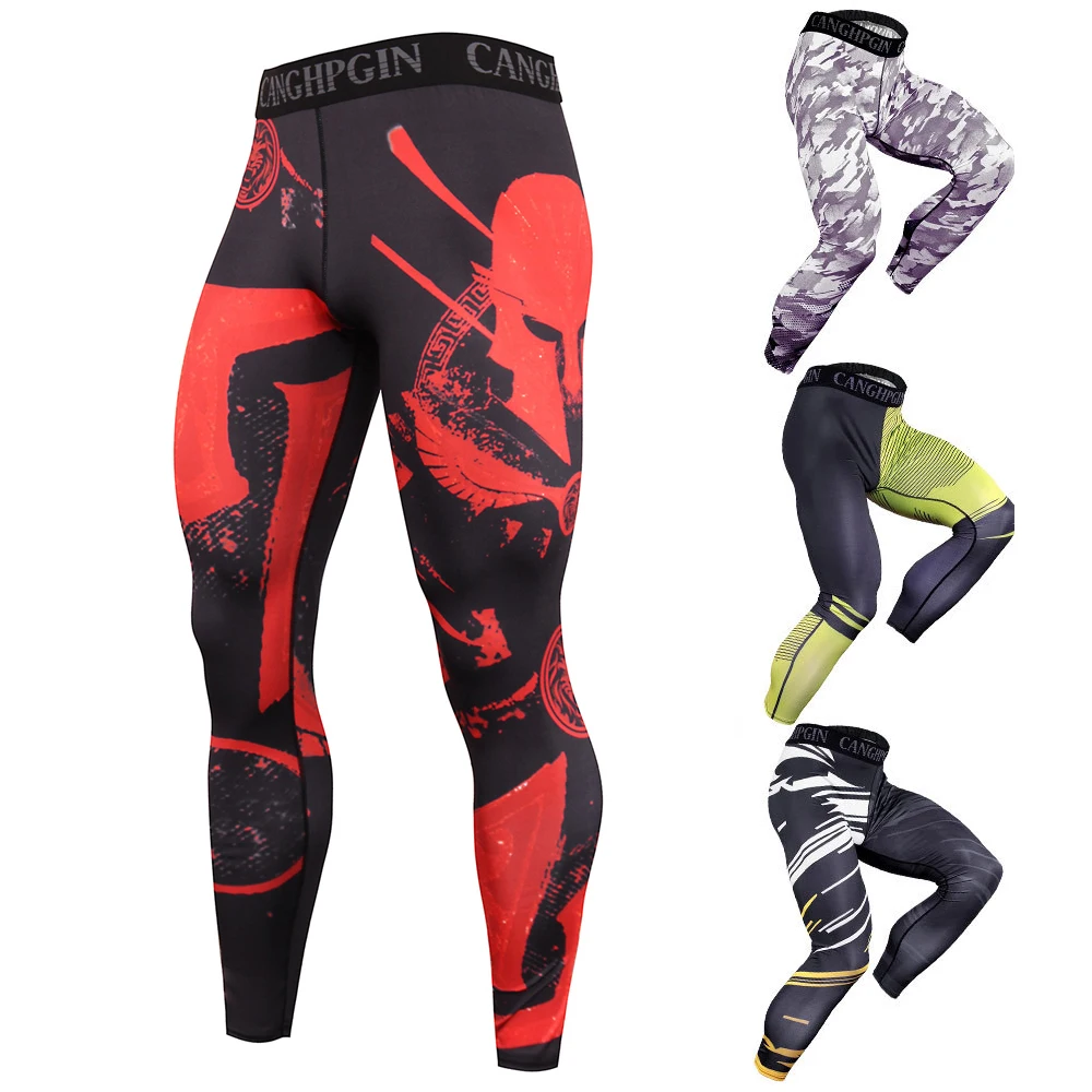 

Men's Sports Gym Tights Anime Leggings Running Compression Pants Tough Guy Training Sportswear Dry Fit Trousers Jogger