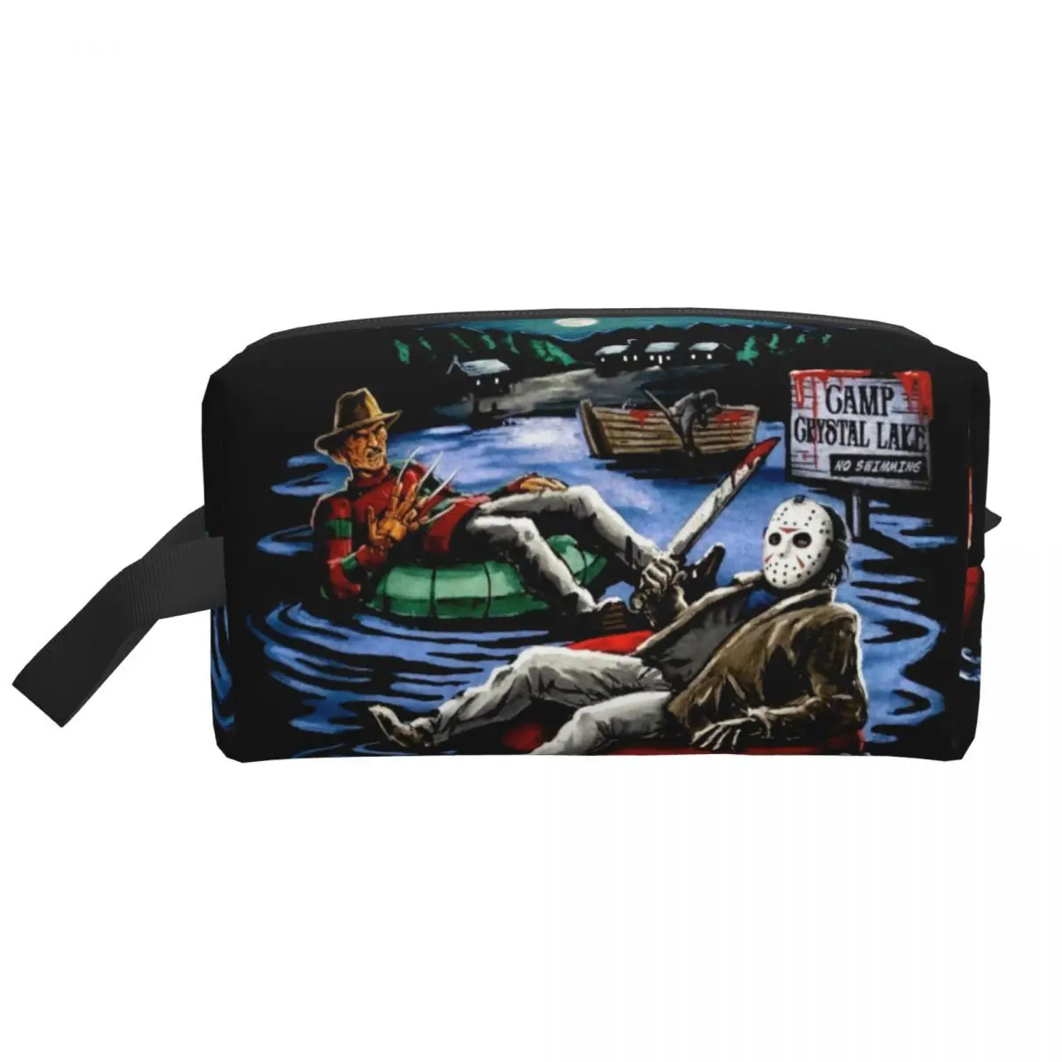 Custom Travel Horror Movie Character Killer Toiletry Bag Halloween Film Cosmetic Makeup for Women Storage Dopp Kit Case