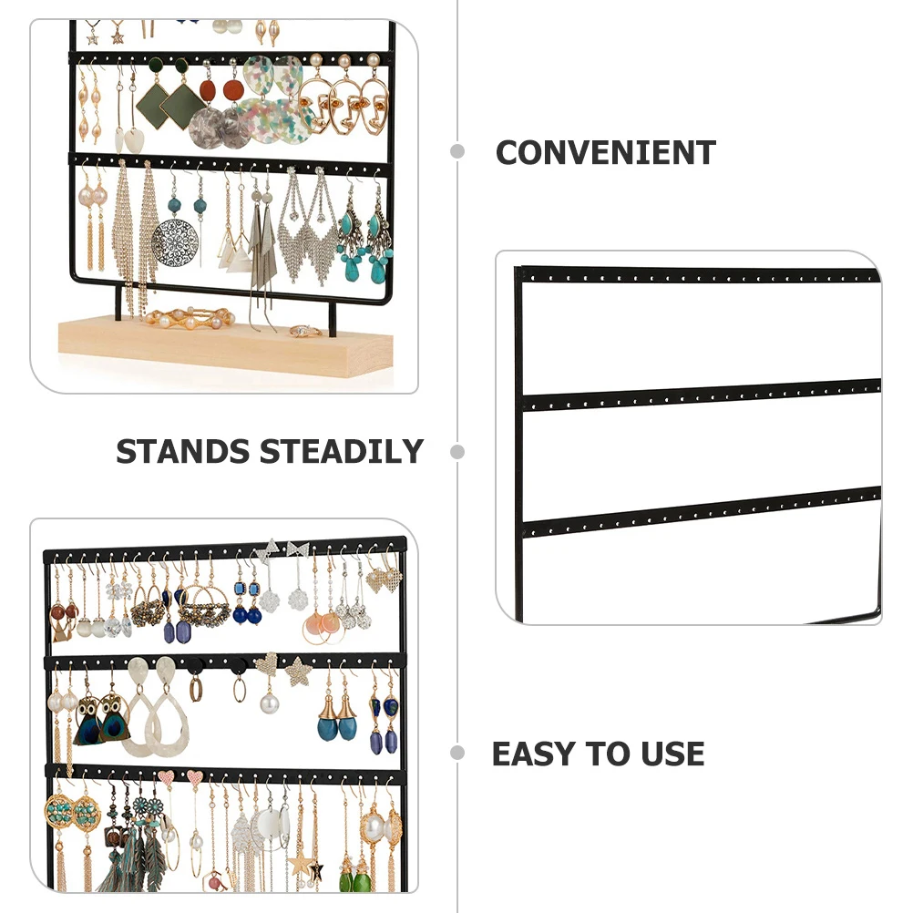 

3-Tier Jewelry Storage Stand Iron Earring Display Holder Desktop Organizer For Necklaces Rings Bracelets Jewelry Rack