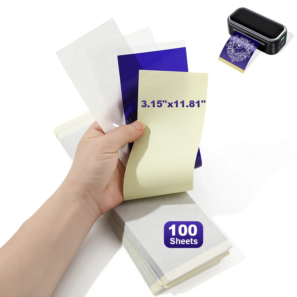 

100pcs tattoo transfer paper 80mmx300mm template paper suitable MR3 TP31 tattoo thermal printer Body artist Tattoo accessories