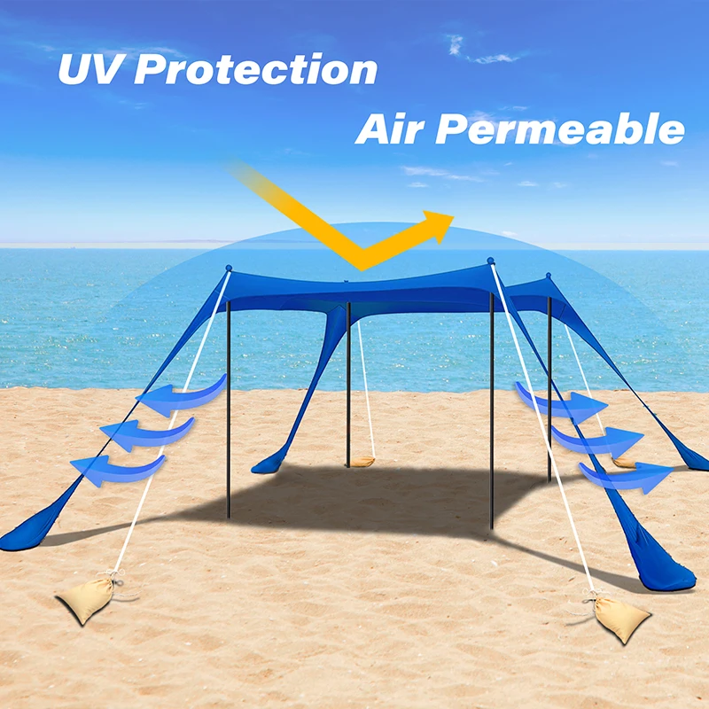 Beach Canopy Tent Pop Up Sun Shade with Carrying Bag for Backyard