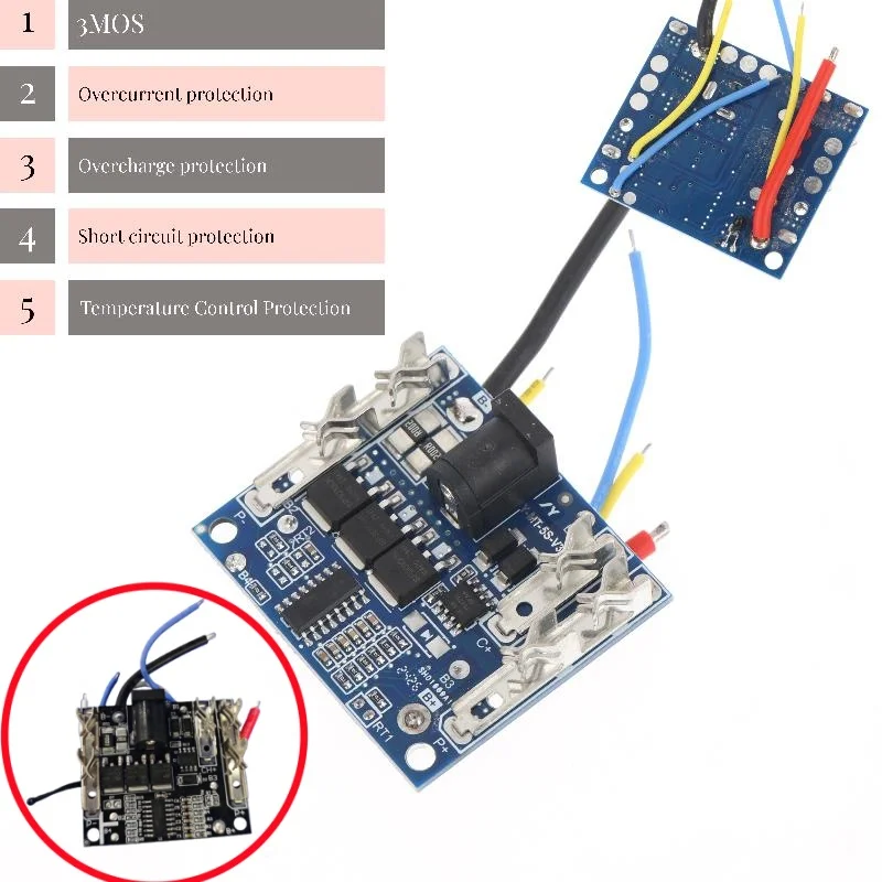 1Pcs DIY Accessories 3MOS 21V 5S BMS PCB Circuit Board Suitable For Lithium Battery Protection Board With Temperature Protectio