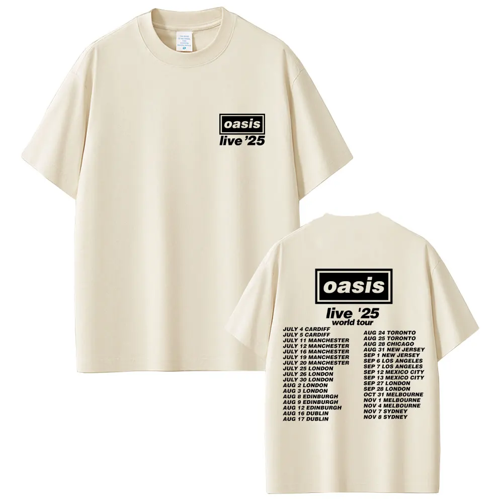 Rock Band O-Oasis Live 25 Tour T Shirt Men Women Gothic Vintage Oversized Tshirt Men's High Quality Cotton Short Sleeve T-shirts image 6