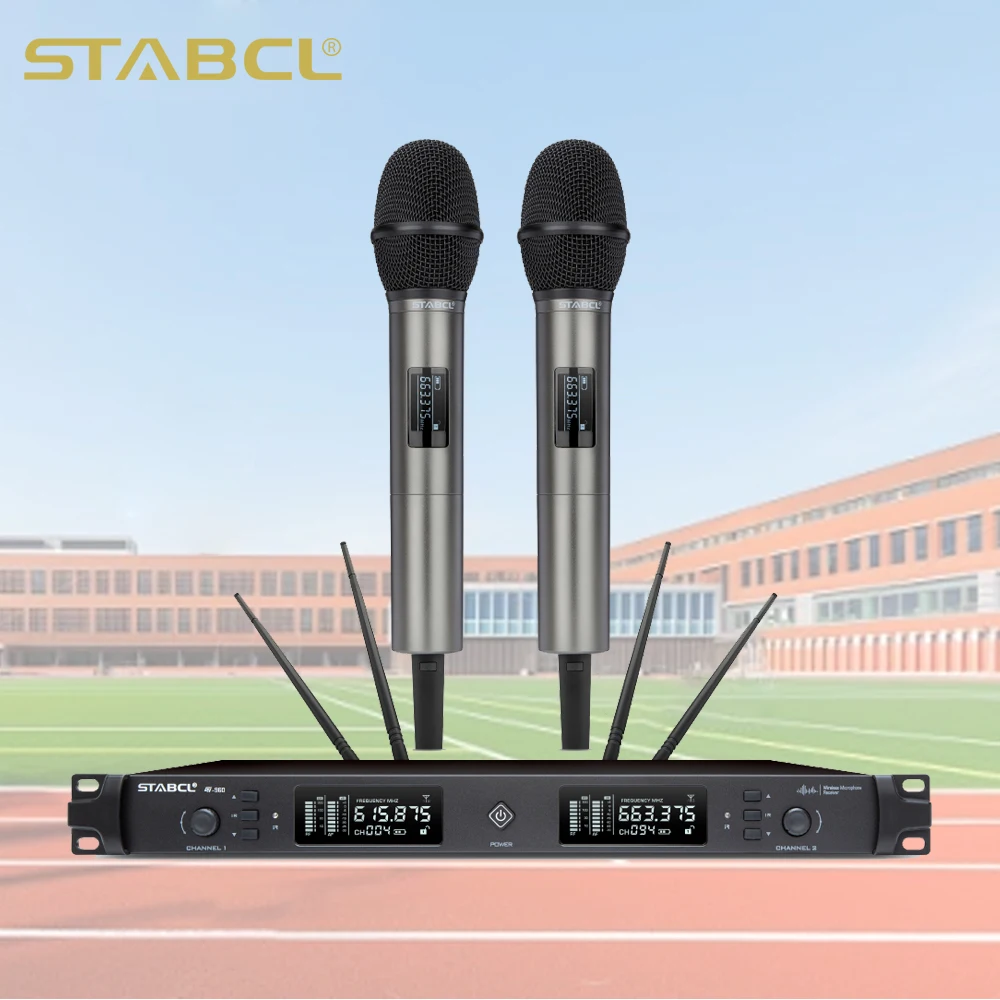 

ST-960 500 Meters UHF Microphone Wireless Professional 2 Channels Receive Cordless Mic for Church Speech Big Show