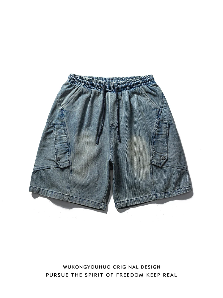 

Мужские летние свободные универсальные рабочие брюки Wukong Has Sto Trendy American Waed с прямыми штанинами, длиной до колена