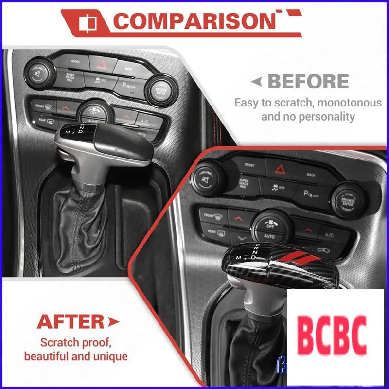 BB-ألياف الكربون والعتاد التحول المقبض غطاء رأس الكسوة ل شاحن دودج تشالينجر 2015-2024 دورانجو 2018-2024