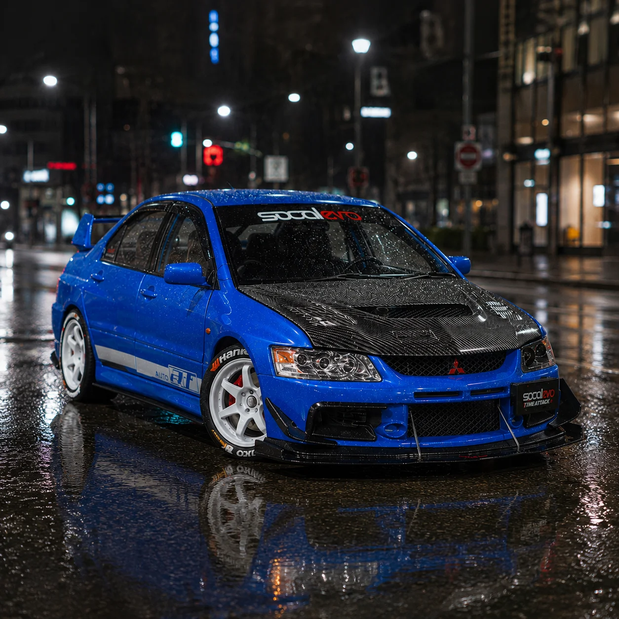 

1:24 Mitsubishi Lancer EVO9 Modified Alloy Car Model JDM Sports Car Diecast with Sound Light Pull Back Toy