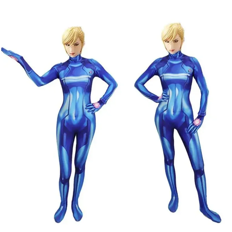 Gra Samus Aran kombinezony z nadrukiem kostium cosplay na Halloween unisex jednoczęściowy całe ciało z długim rękawem Zentai garnitur body bs6648